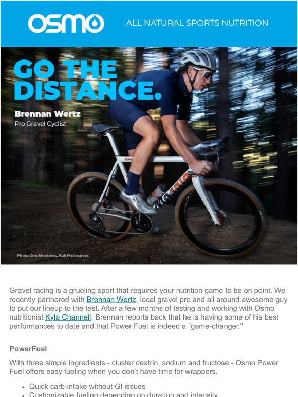 Osmo Nutrition + Pro Gravel Cyclist Brennan Wertz