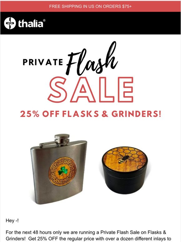 Private Sale: Save 25% on Flasks & Grinders