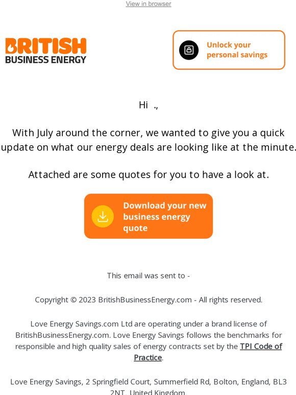 Here are our latest energy prices