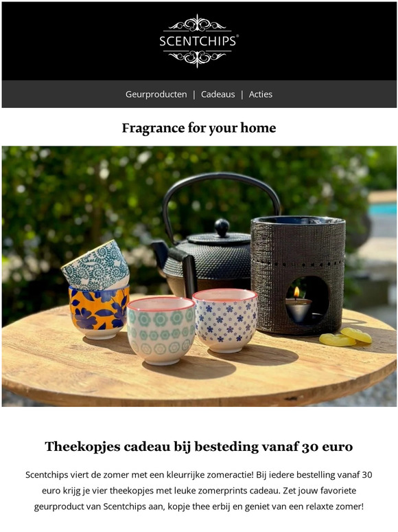 Zomeractie: theekopjes cadeau bij besteding vanaf 30 euro