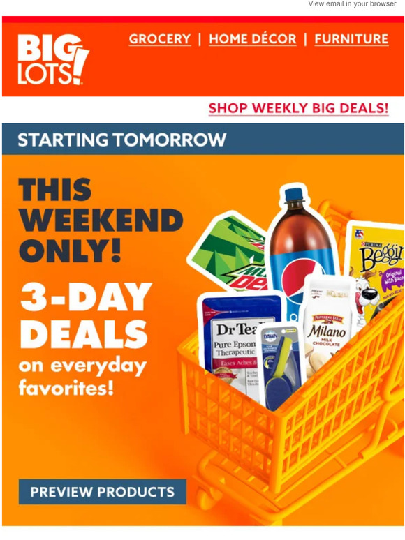 Big Lots STARTS TOMORROW 3Day Deals on everyday favorites! 🎉 Milled