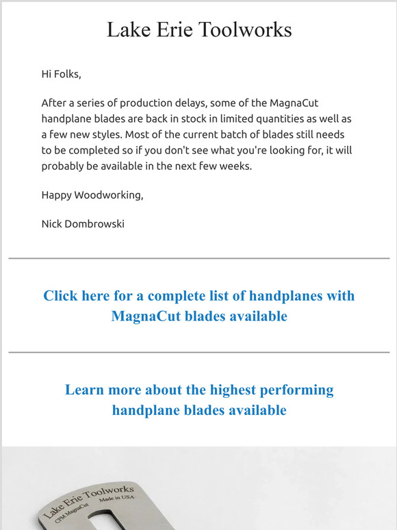 Don't Miss Out: Limited Stock of High-Performance CPM MagnaCut Handplane Blades!