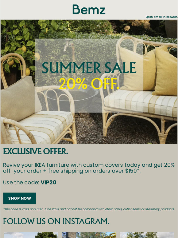 Exclusive summer sale 🌻 20% off everything