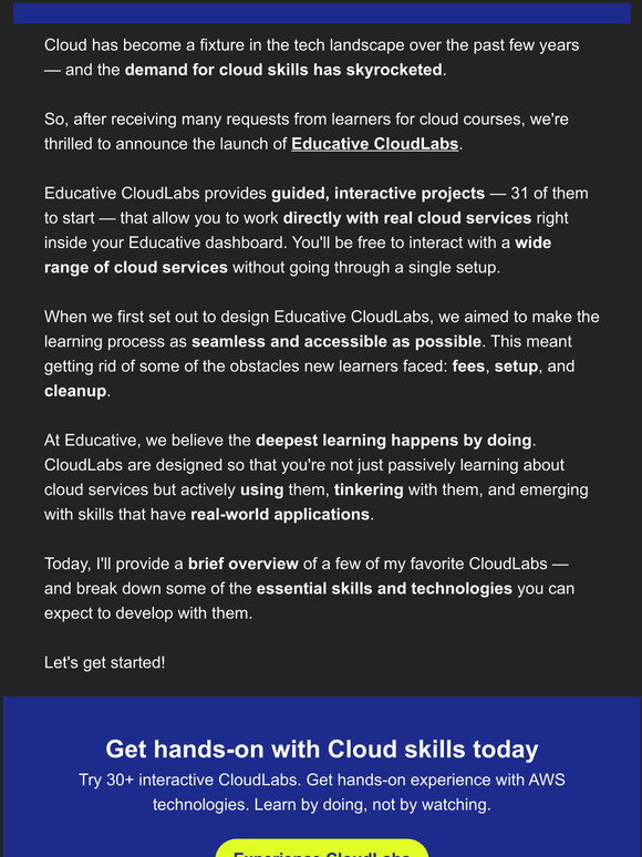 Educative: Educative CloudLabs: Get hands-on with in-demand cloud ...