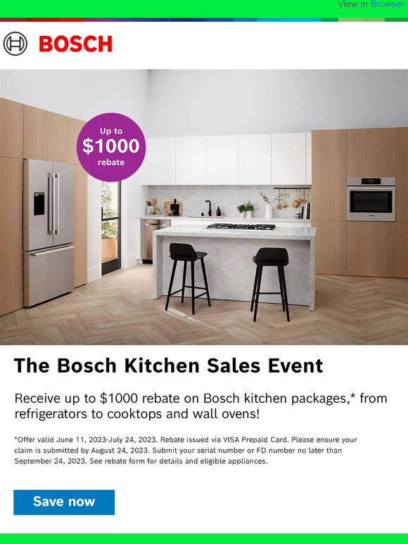 Bosch Receive up to 1000 Rebate on Bosch Kitchen Packages