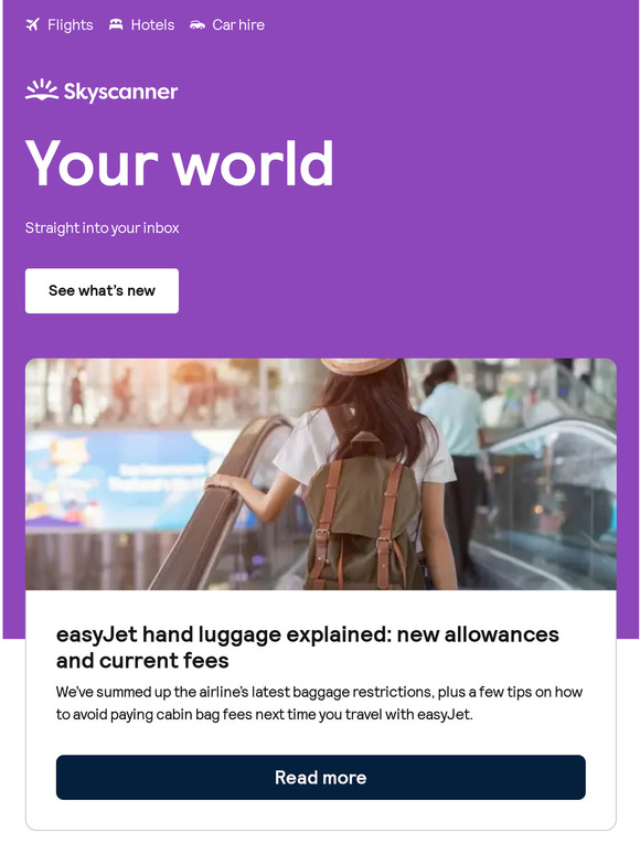 Skyscanner easyJet hand luggage explained new allowances and current