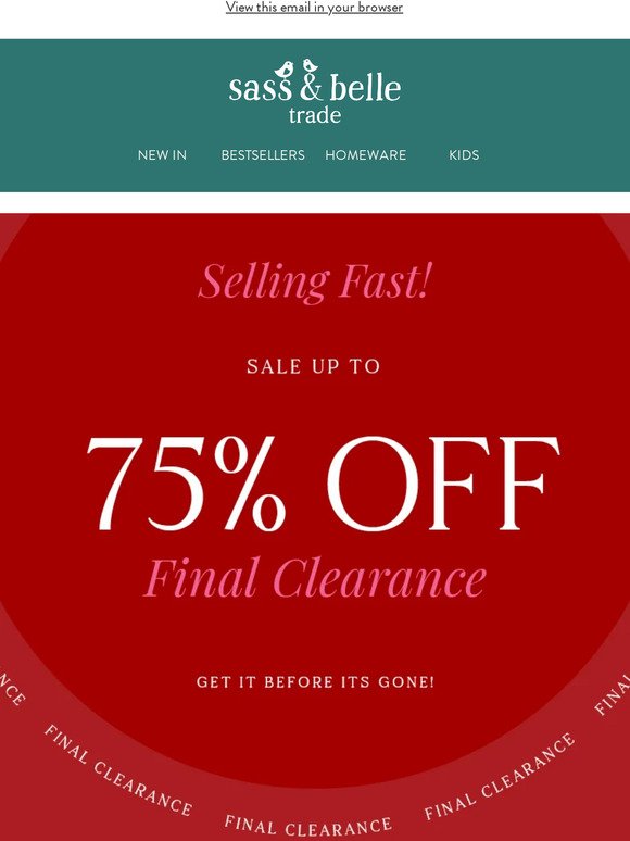 Final Clearance: up to 75% off