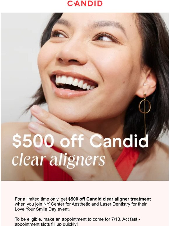 Don't miss out! $500 off Candid aligners
