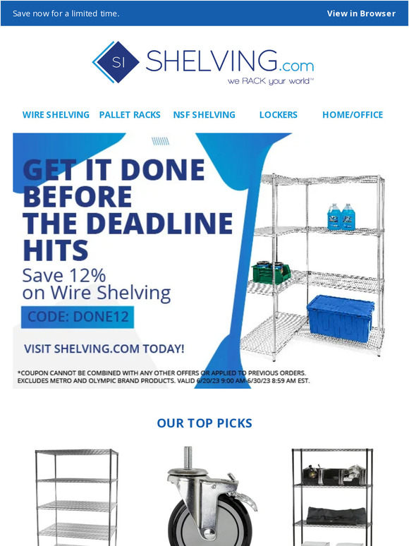 Limited Time Offer: Save 12% On Wire Shelving