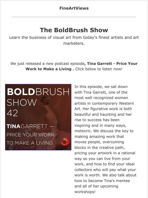 New Episode on The BoldBrush Show: Tina Garrett - Price Your Work to Make a Living
