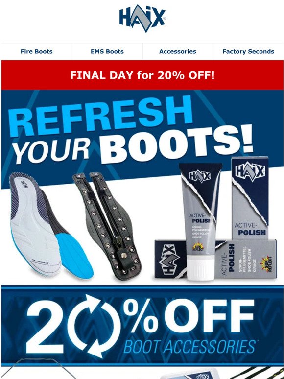 FINAL DAY for 20% OFF Boot Care Accessories