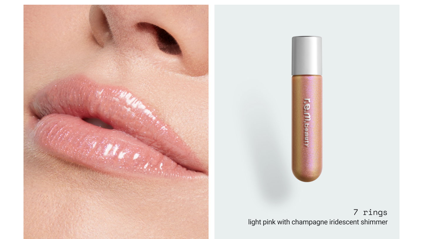 7 rings - light pink with champagne iridescent shimmer