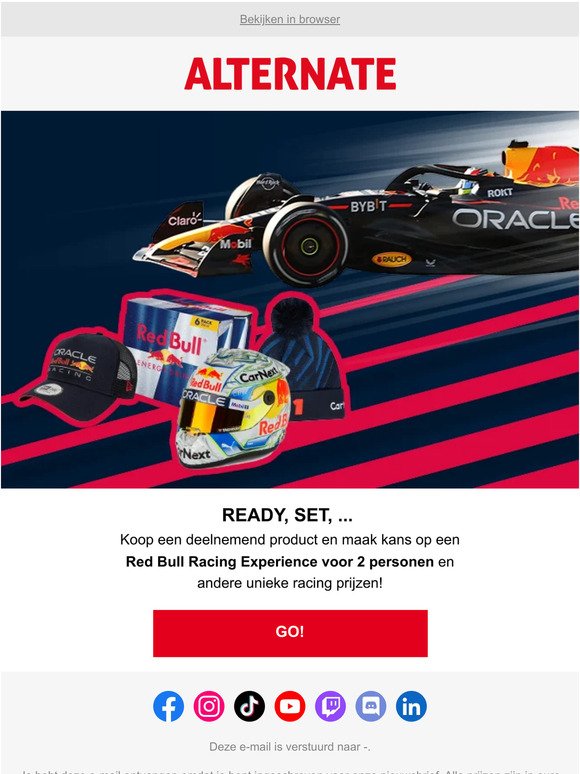 🏎️🏁 Maak kans op een Red Bull Racing experience!