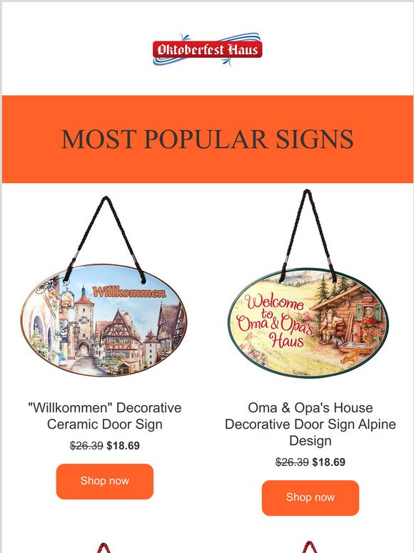 Make a Statement with Attractive German-Themed Ceramic Door Signs! Decorate Your Front Door With Quality European Home Decorations