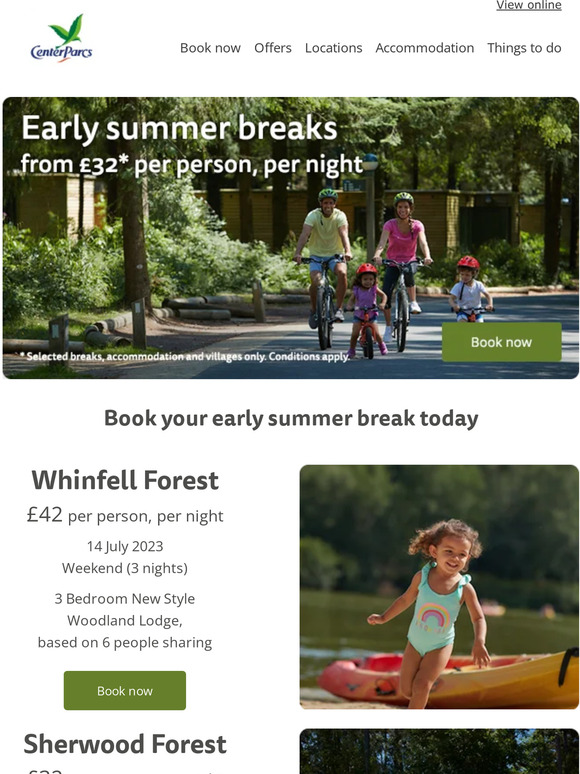 Center Parcs Early summer breaks from £32* per person, per night Milled