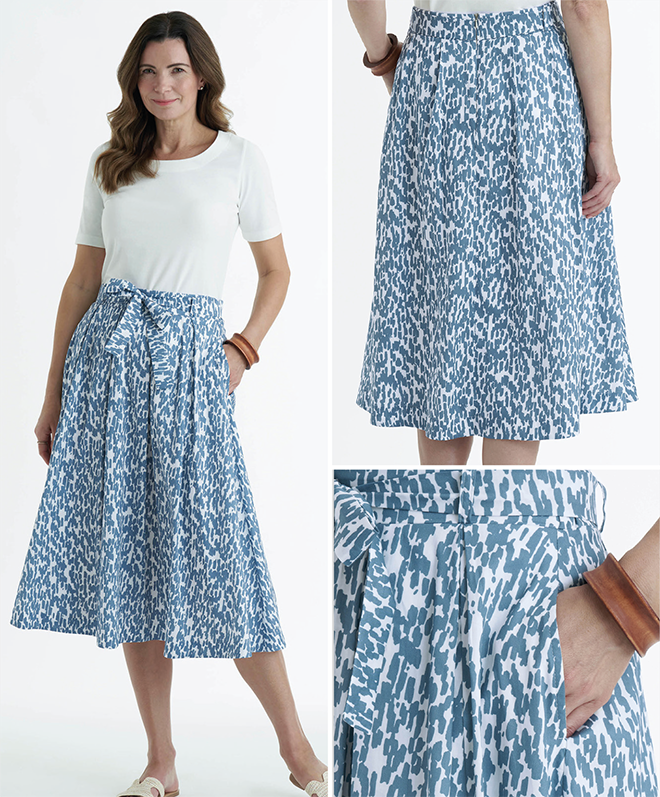 Stylish tie-waist skirt, crafted from fresh woven cotton