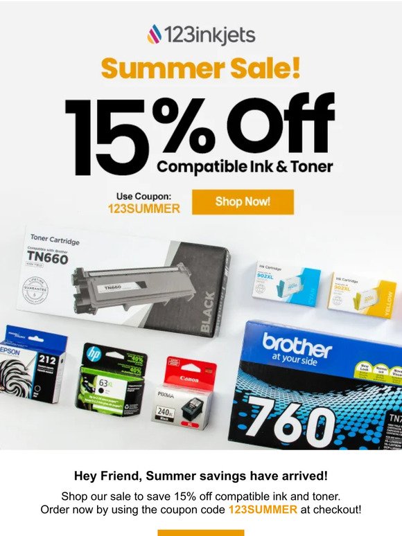 Grab Our Hot Summer Deal ⛱️ 15% Off Compatible Ink