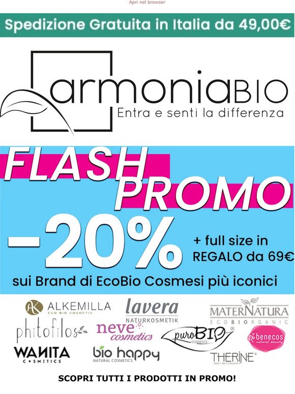 FLASH PROMO ⚡ -20% sui migliori Brand di EcoBio Cosmesi