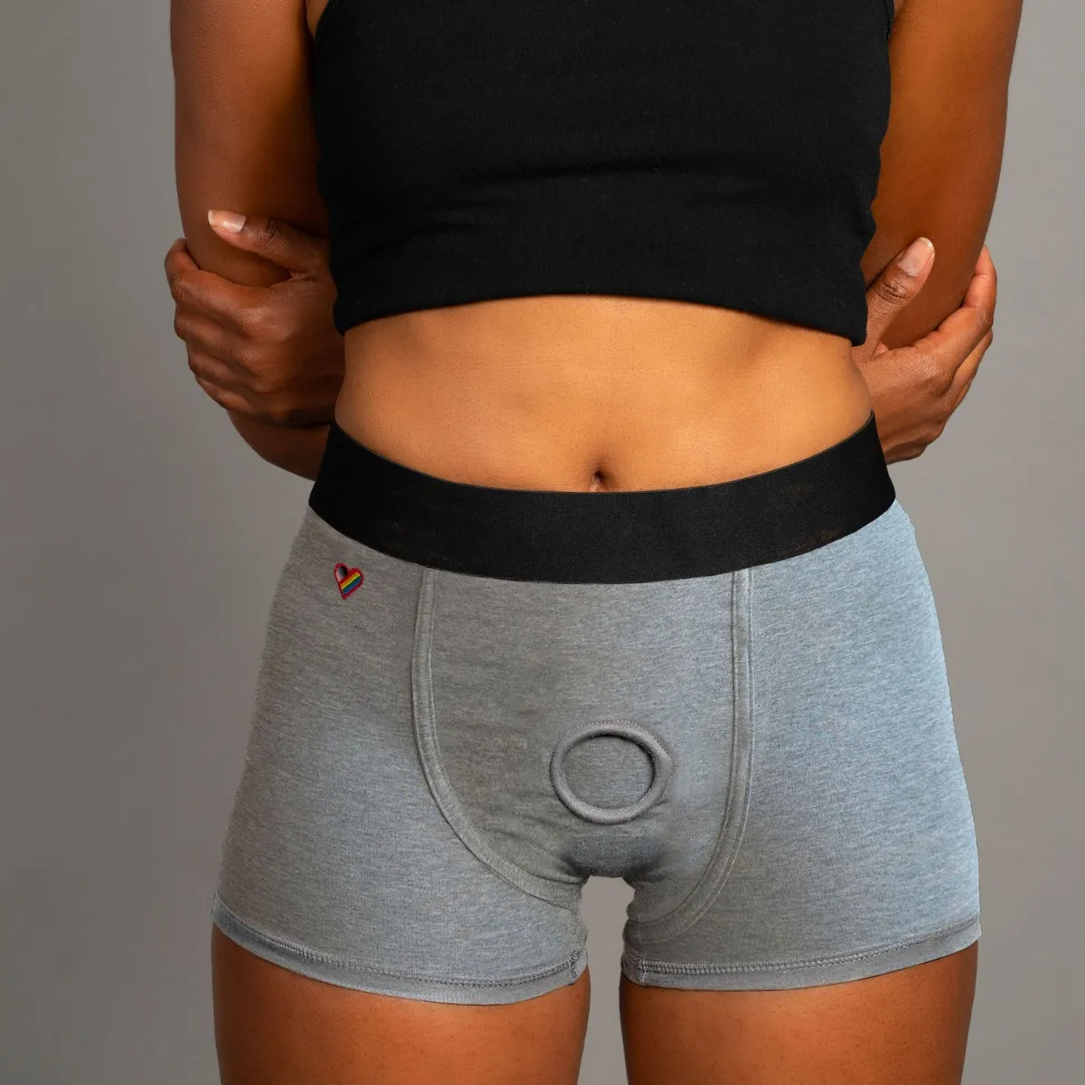Image of BOXER BLACK OR NEW GRAY STRAP ON HARNESS XS-5X