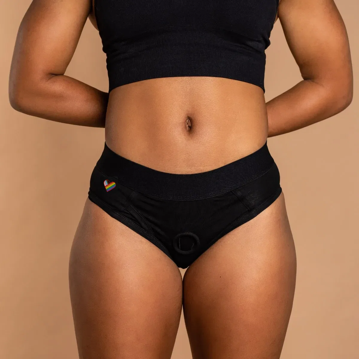 Image of BRIEF UNDERWEAR STRAP ON HARNESS  - BLACK - XS-5X