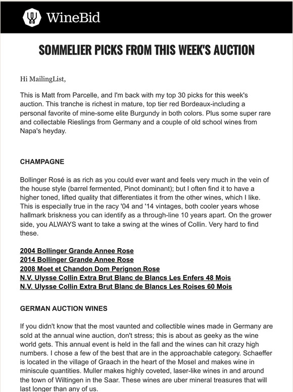 GERMAN AUCTION WINES, DOM PERIGNON ROSÉ, MATURE CLASSIC BORDEAUX, MUSIGNY & CHAMBERTIN