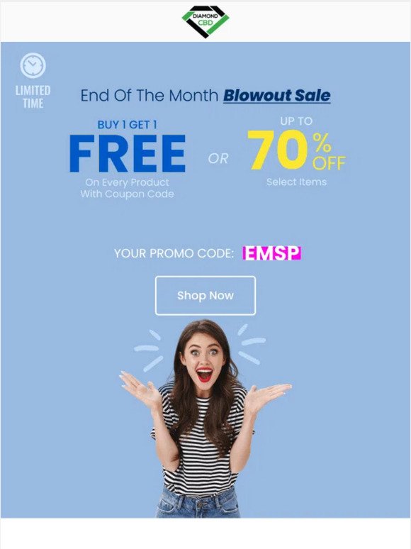 🛍️ Right Now: BOGO + 70% OFF select items for our end of the month blowout!