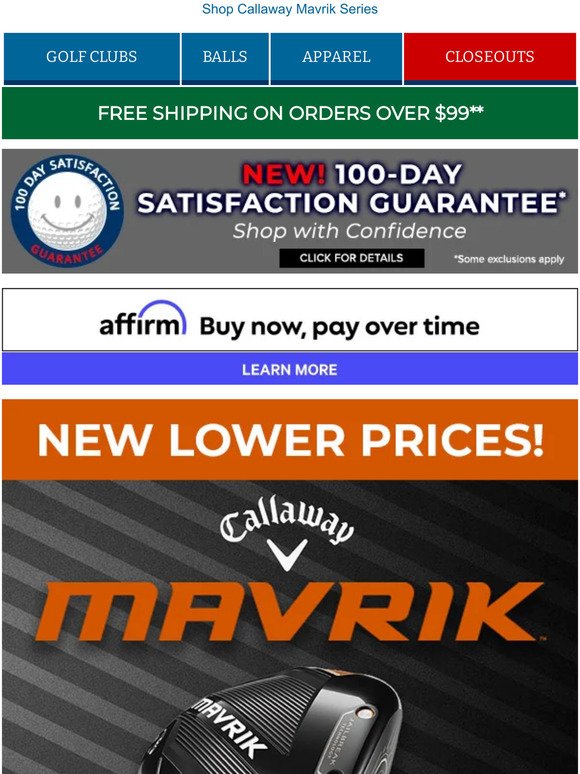 New Lower Prices on Callaway Mavrik Woods & Irons