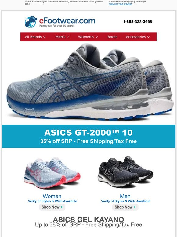 Asics GT-2000 10 & KAYANO up to - 38% off SRP-Free Shipping!