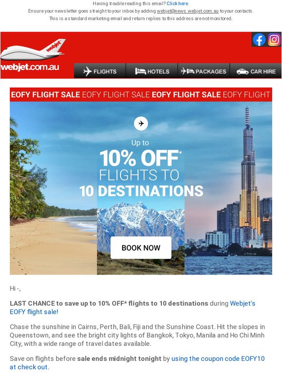 Last chance to save! EOFY flight sale ✈️