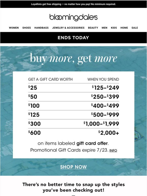 Bloomingdale's: Going on now: Get a Gift Card worth up to $600!
