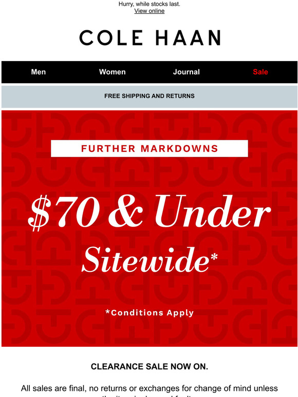 $70 AND UNDER - FURTHER MARKDOWNS SITEWIDE!