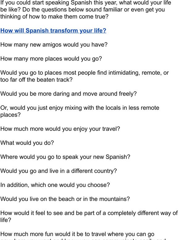 How will Spanish transform your life?