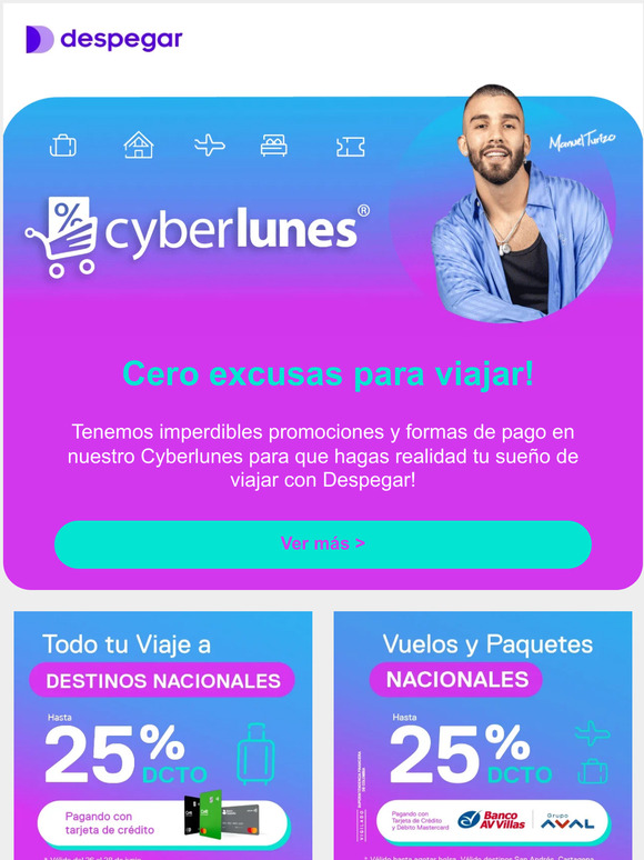 ¡El Cyberlunes está imperdible!🔥✈️💜