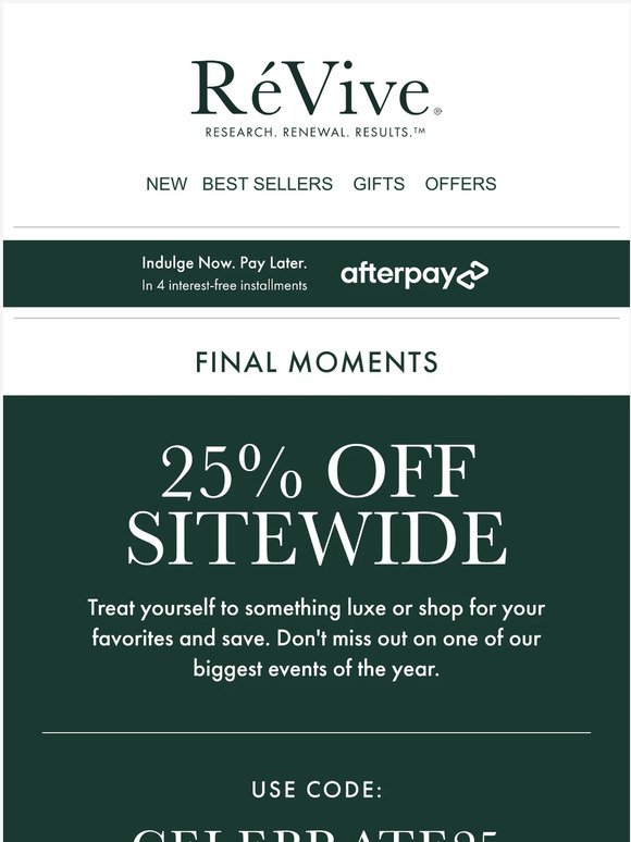 Final moments to indulge in 25% off...