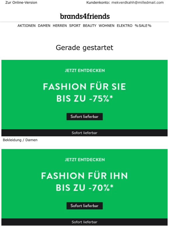 Bis zu -75%: Fashion für sie bis zu -75% ● Fashion für ihn bis zu -70% ● Die kleinen Dinge