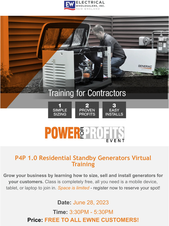 Sign up for our virtual Generac Training event!