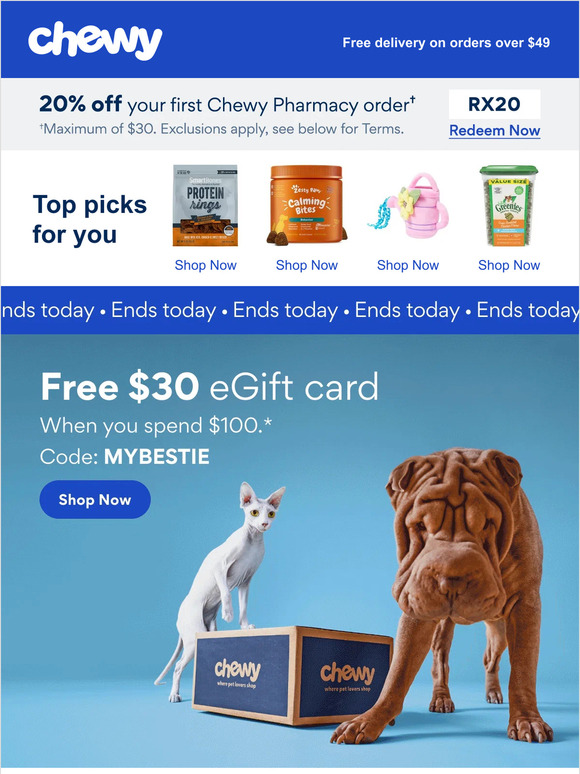 Last chance: $30 eGift Card with $100 order