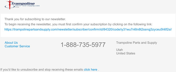 Newsletter subscription confirmation