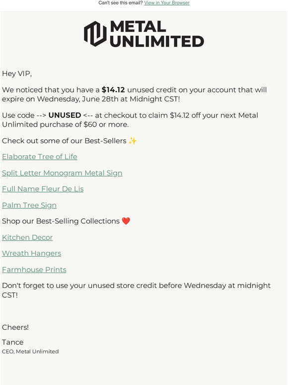 Reminder: Unused $14.12 Credit 🚨