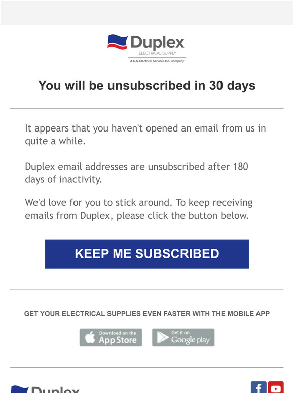 WARNING: You will be unsubscribed in 30 days