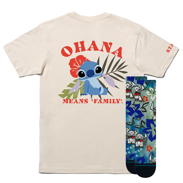 Stitch Short Sleeve Striped 'Ohana' Baseball Tee