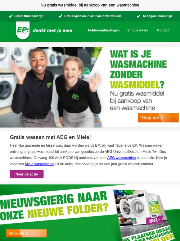 Bekijk de EP:Folders | Gratis wassen met AEG en Miele