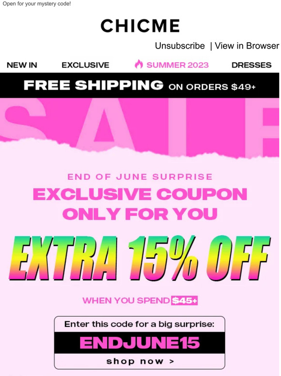 Chicme Beep Your unique coupon code has arrived! Milled