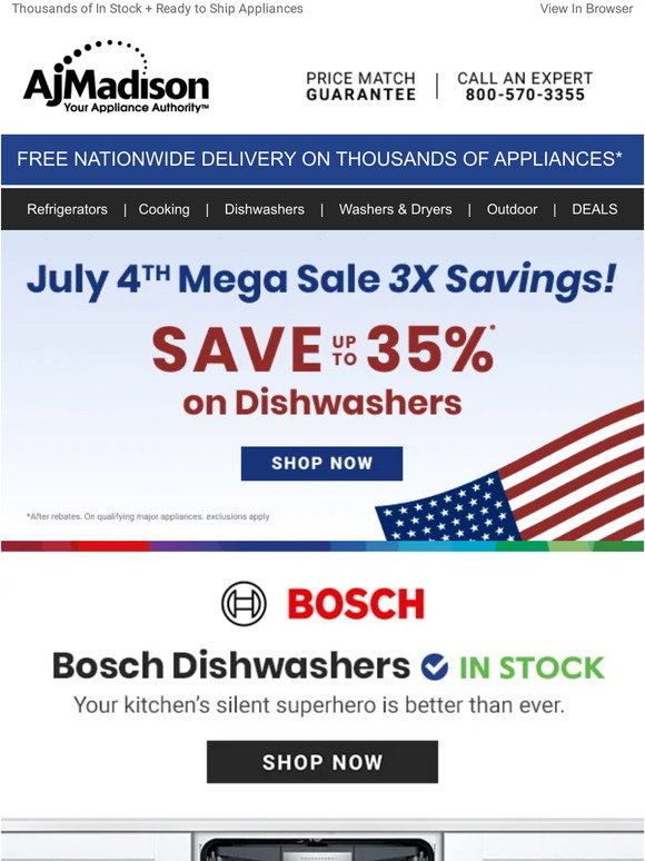 Aj Madison: Unleash the Sparkle this July 4th: Bosch Dishwashers on Sale  Now!