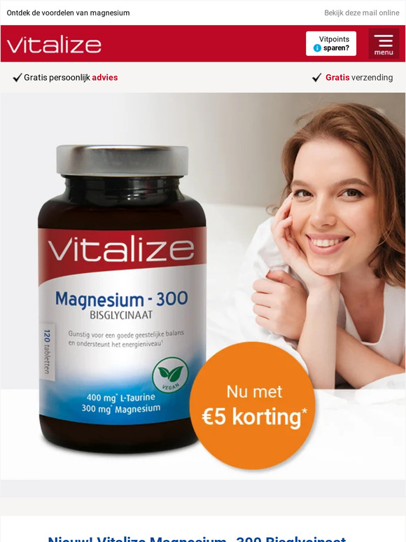 Nieuw! Vitalize Magnesium-300 Bisglycinaat