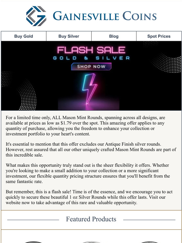Silver Round Flash Sale! Any Quantity $1.79 Over Spot!
