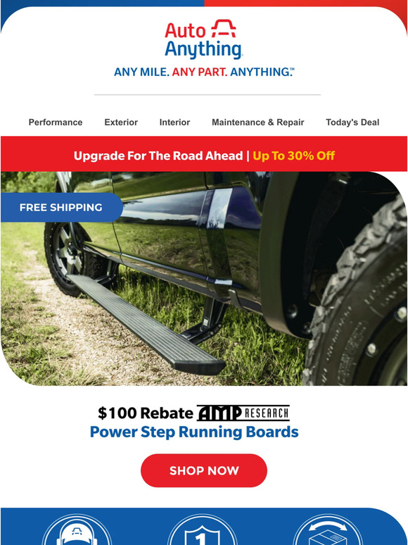 $100 Rebate On AMP Power Step Running Boards