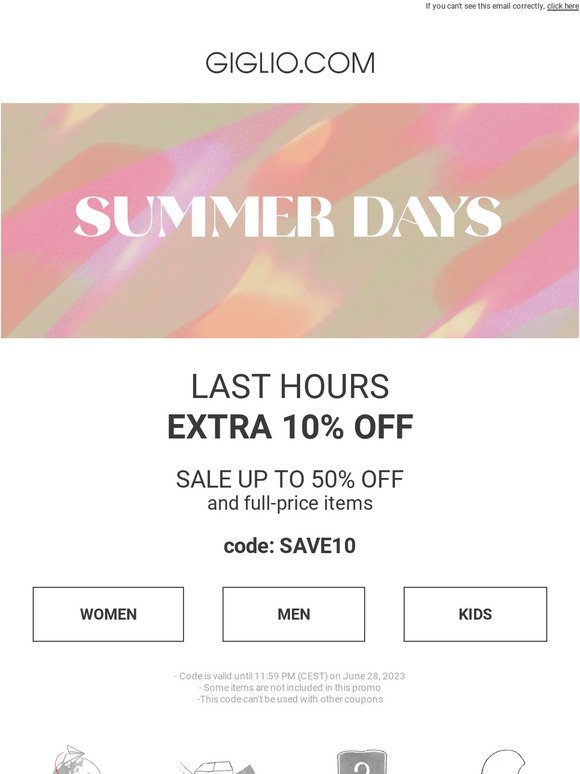 Last hours: extra 10% off