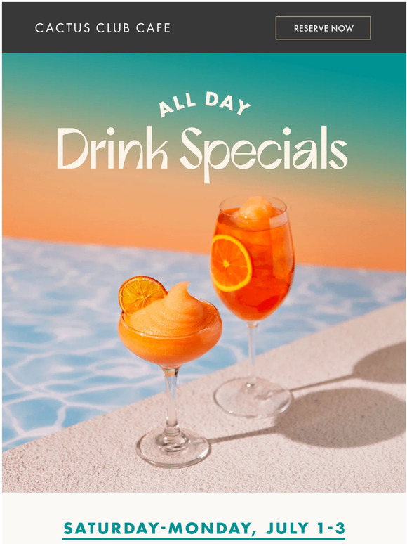 Cactus Club Cafe: Give thanks for drink deals starting at $5. | Milled