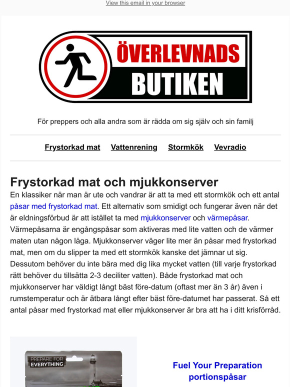 Mat för utflykt, för äventyr och för krisläge.